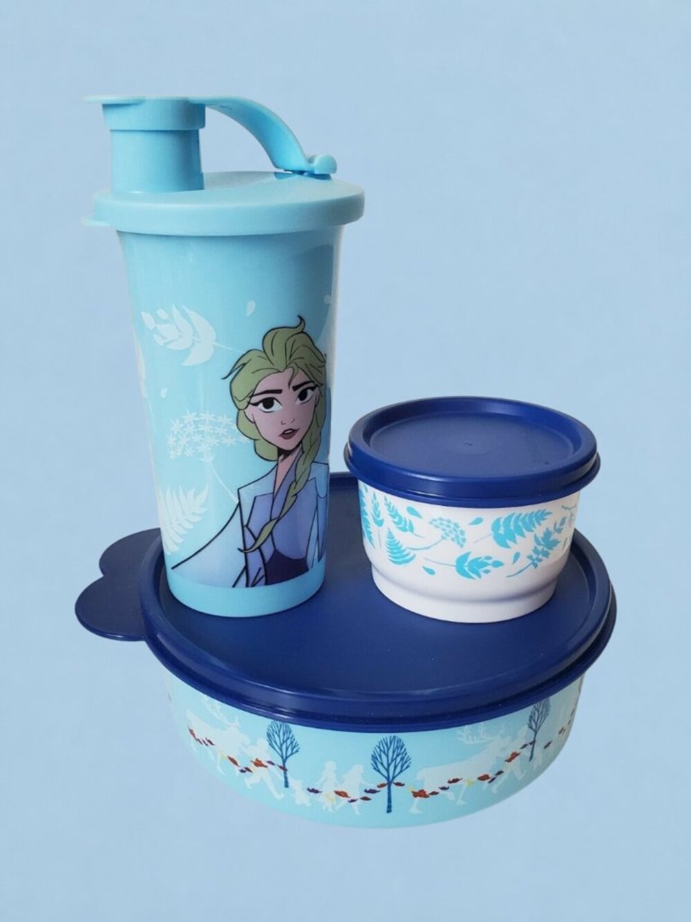 Tupperware Disney Frozen Elsa Lunch Snack Dish Set Tumbler Bowls Kids Lunch NEW